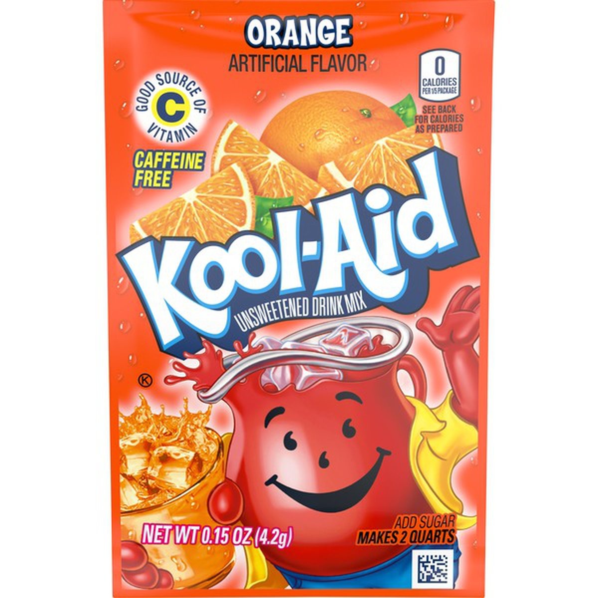 slide 1 of 1, Kool-Aid Unsweetened Orange Artificially Flavored Powdered Soft Drink Mix, 0.15 oz