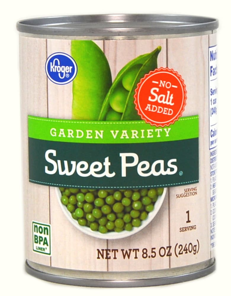 slide 1 of 1, Kroger Garden Variety Sweet Peas No Salt Added, 8.5 oz