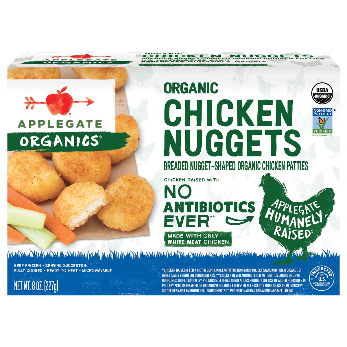slide 1 of 9, Applegate Organic Chicken Nuggets (Frozen), 8 oz