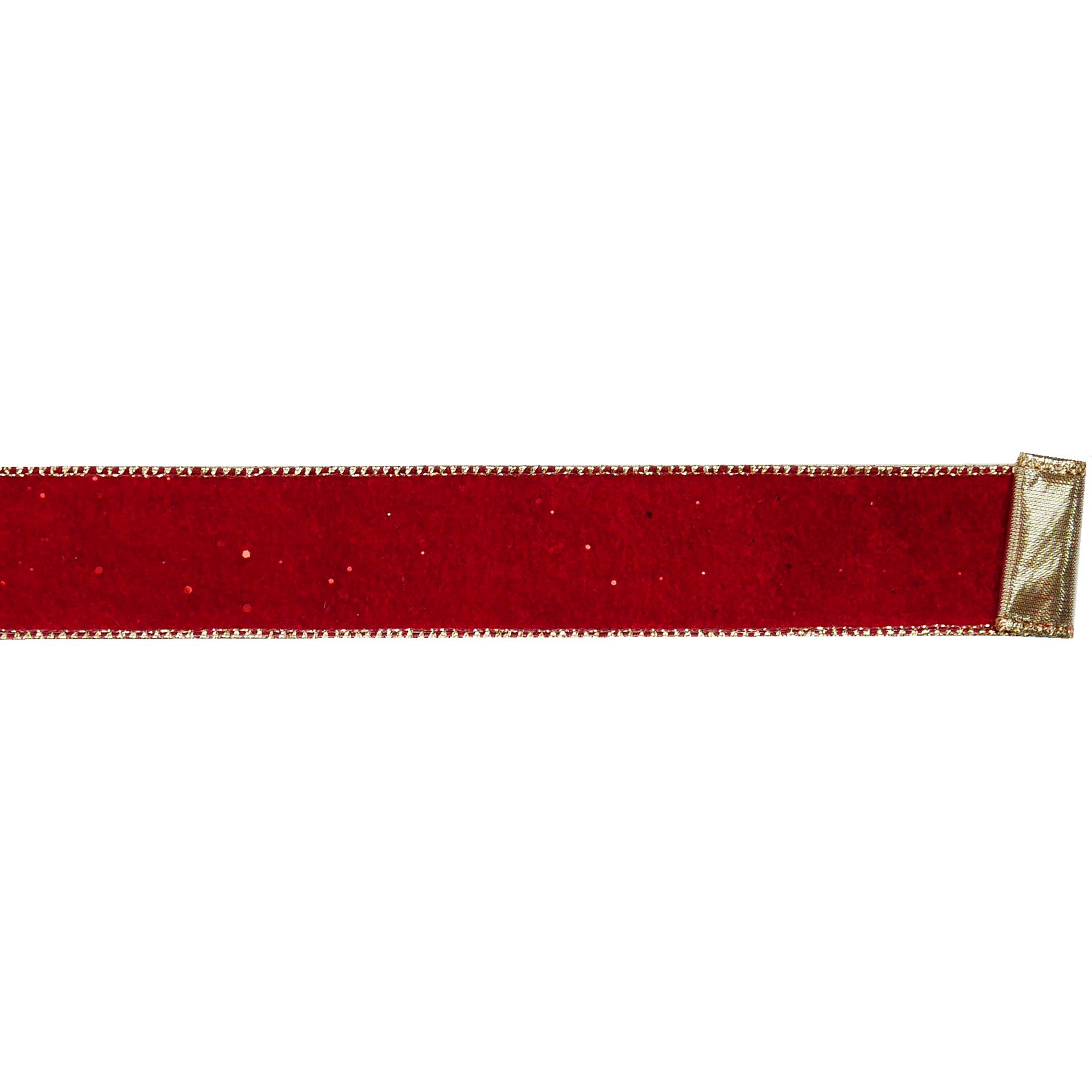 slide 3 of 3, 1.5" X 15ft. Red & Gold Velvet Wired Ribbon By Celebrate It, 1.5 in x 15 ft
