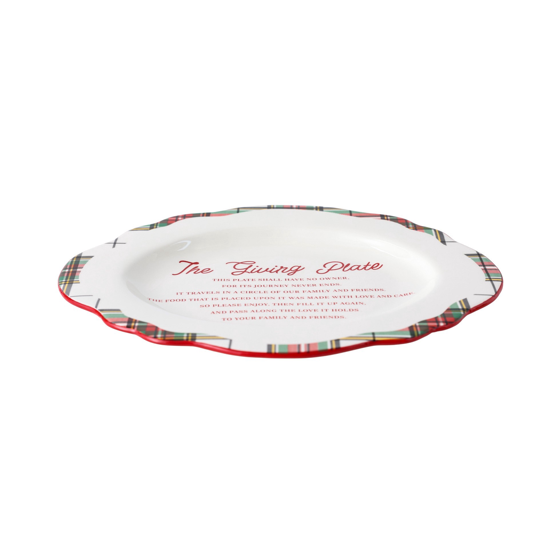 slide 4 of 4, 14.25" Green & Red Plaid Ceramic Giving Plate By Ashland, 14.25 in x 11.25 in x 0.88 in