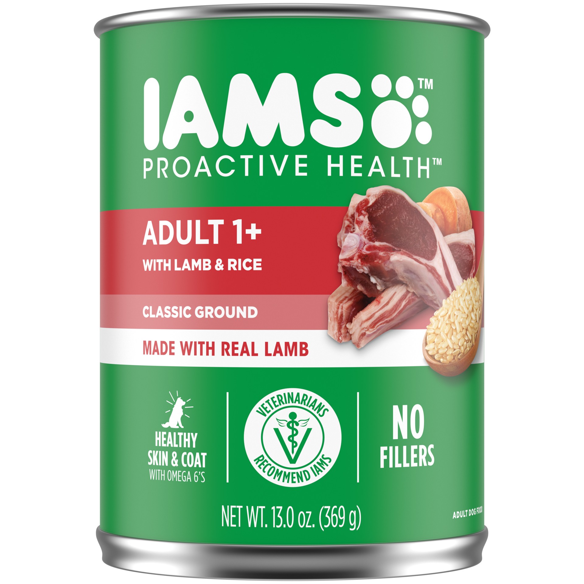 slide 1 of 6, IAMs PROACTIVE HEALTH Adult Wet Dog Food Classic Ground with Lamb and Whole Grain Rice, 12-Pack of 13 oz. Cans, 13 oz