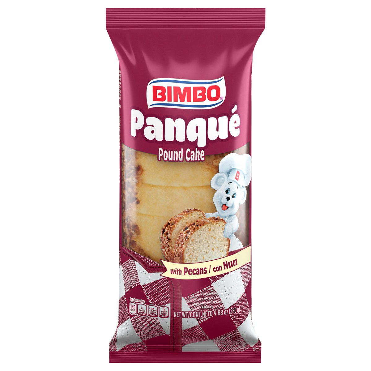 slide 1 of 7, Bimbo Panqué con Nuez Plain (Individual) Pound Cake with Pecans\, 9.88 oz, 9.88 oz