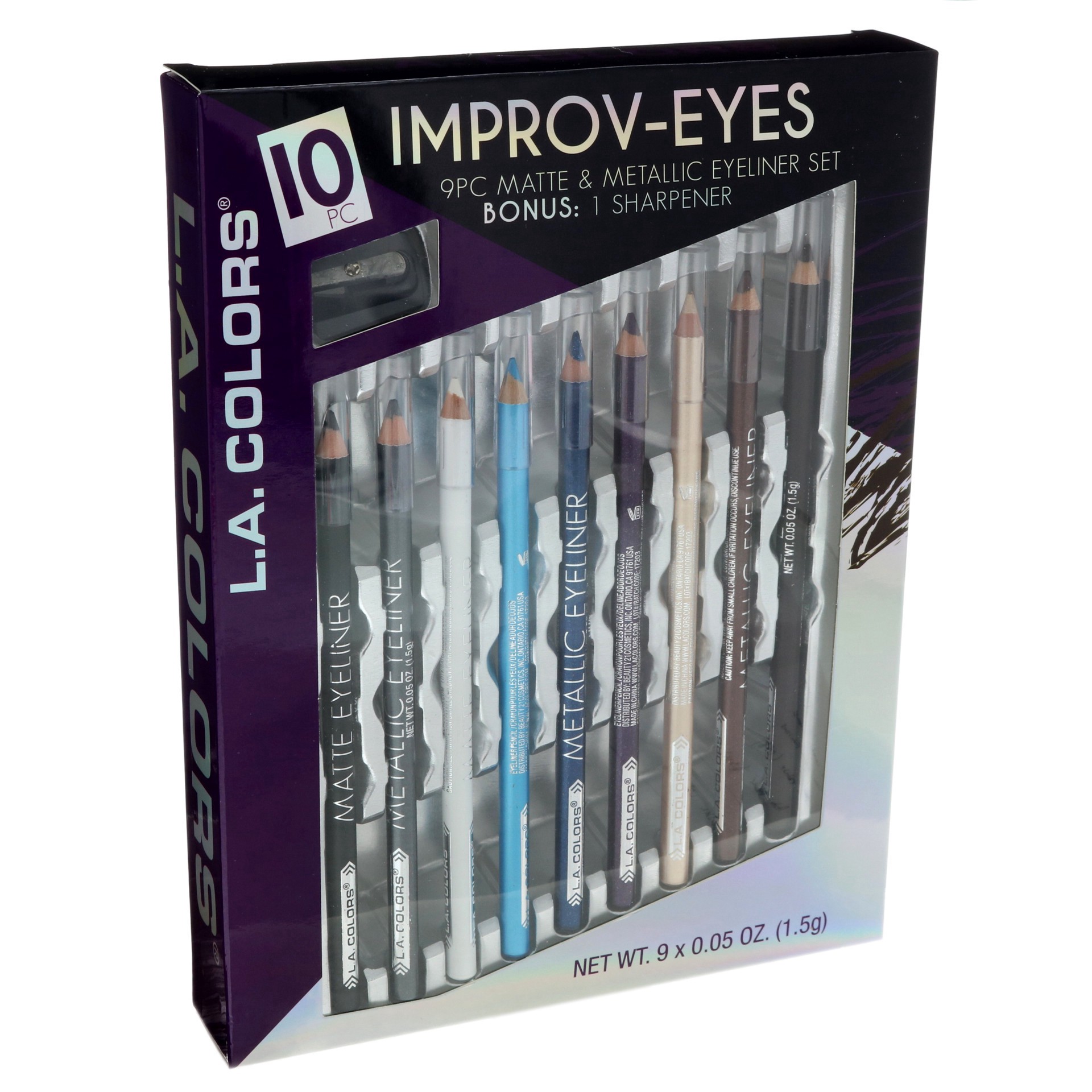 slide 1 of 1, L.A. Colors Improv Eyes Eyeliner, 9 Piece Set, 1 ct