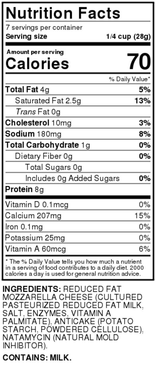 slide 4 of 9, Food Club Reduced Fat Low-moisture Part-skim Mozzarella Finely Shredded Cheese, 7 oz