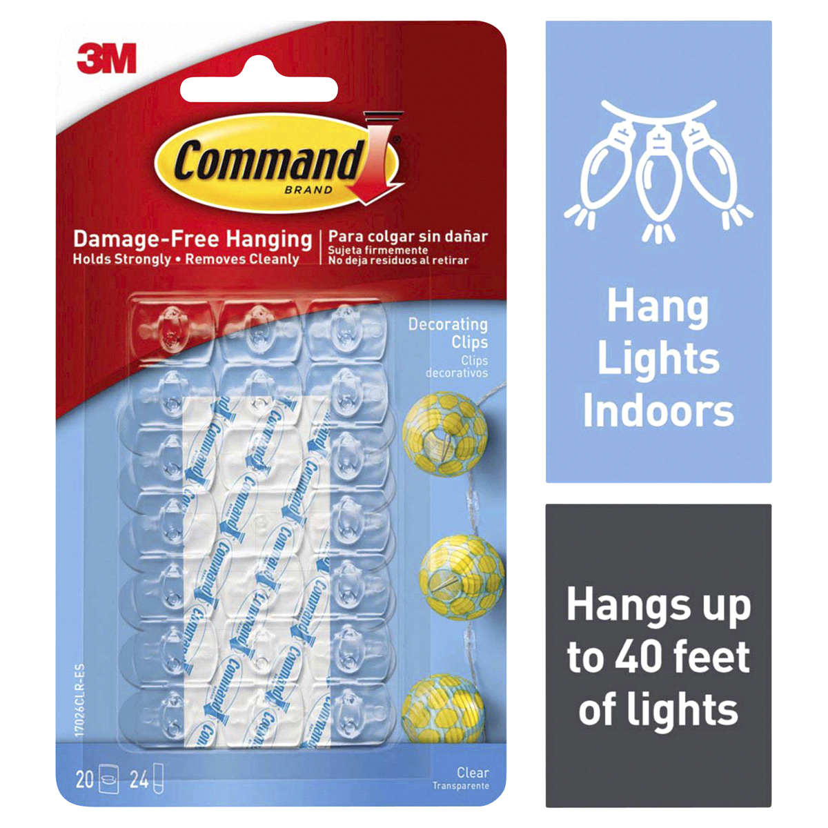 slide 1 of 3, 3M Command Damage-Free Clear Decorating Clips, 20 ct