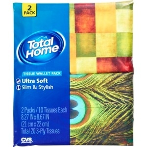 slide 1 of 1, Total Home By CVS Tissue Wallet Pack, 2 ct