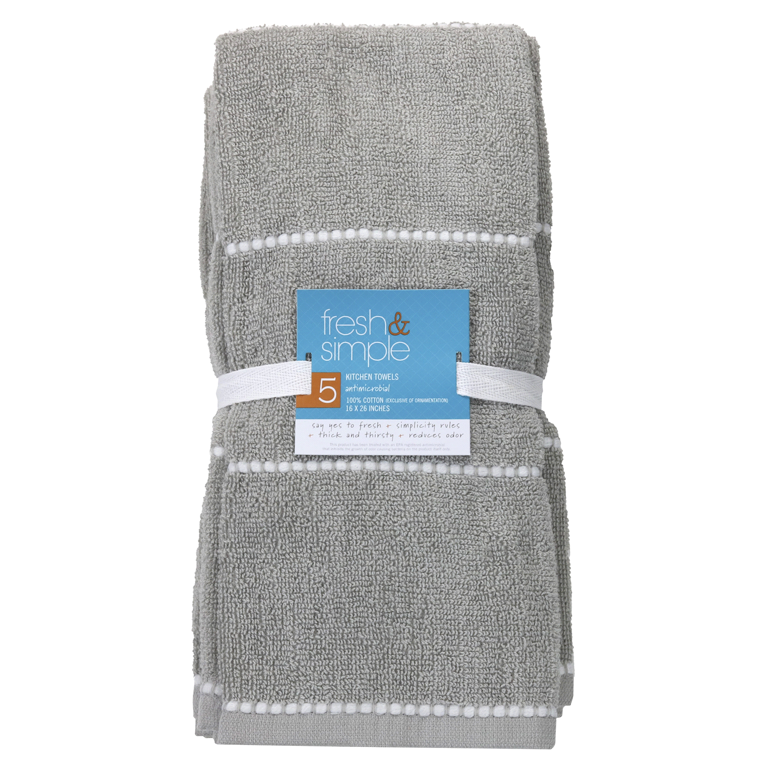 slide 1 of 2, Fresh & Simple Grey Dot Weft Kitchen Towel, 16x26, 5 ct