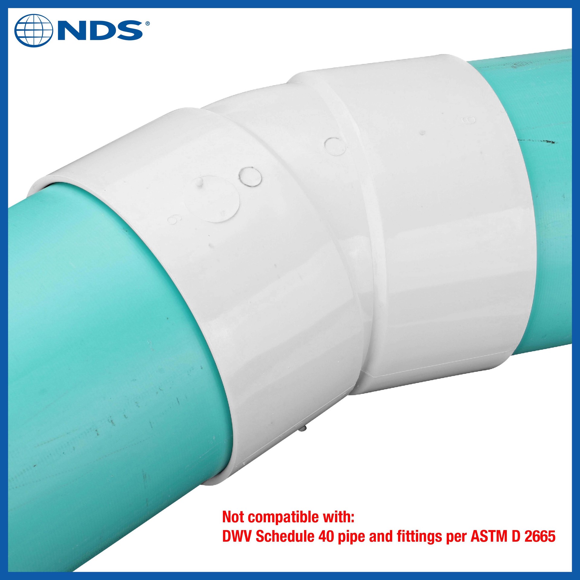 slide 4 of 6, NDS PVC Sewer and Drain 22.5 Degree Elbow, 6 in. Hub X Hub, 1 ct
