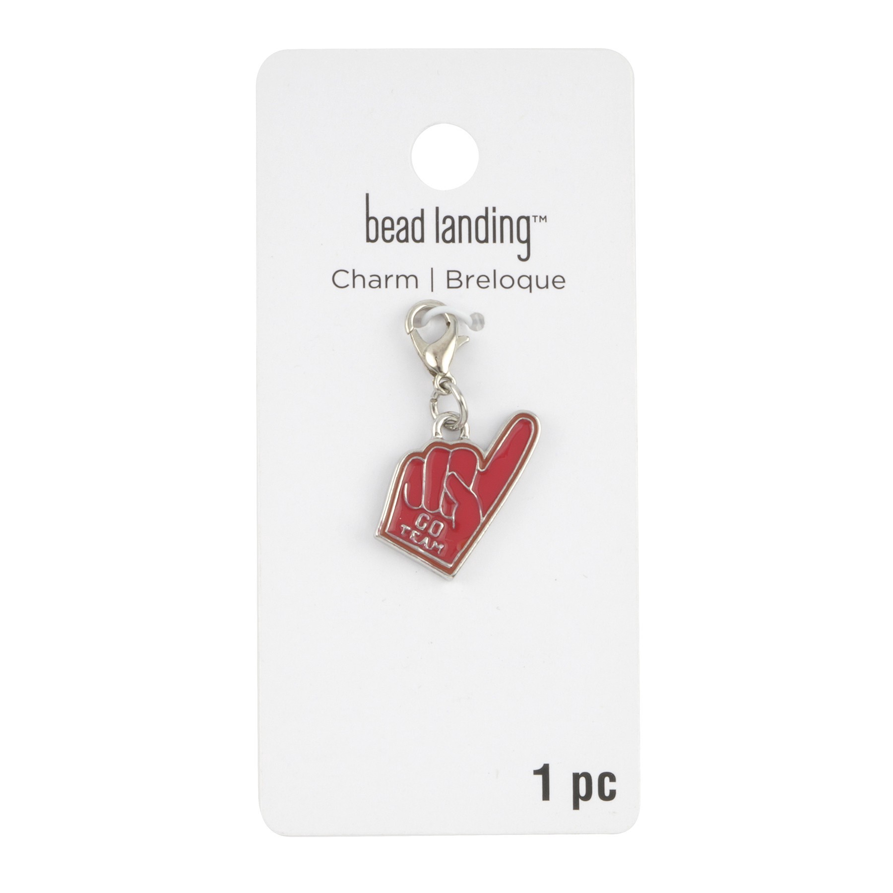 slide 3 of 3, Red Foam Finger Charm By Bead Landing, 13 mm charm diameter