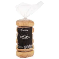 Stop & Shop The Bakery Traditional Sesame Pre-Sliced Bagels - 6 ct