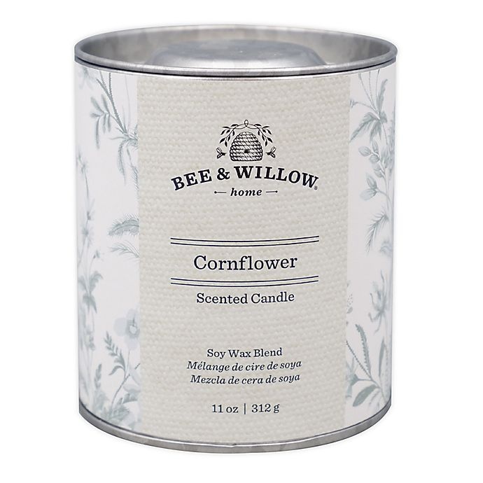 slide 1 of 2, Bee & Willow Home Cornflower Tin Candle with Floral Design, 11 oz