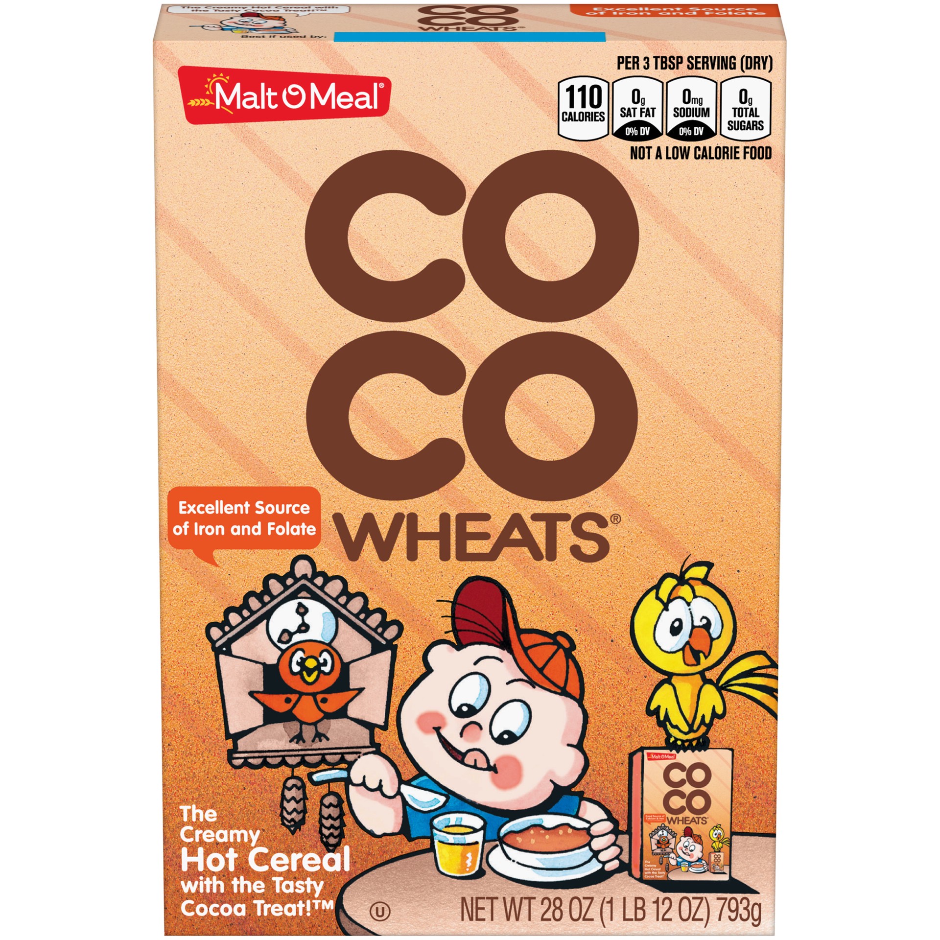 slide 3 of 5, Malt-O-Meal Coco Wheats, Original Malt-O-Meal Coco Wheats Breakfast Cereal, Quick Cooking, Kosher, 28 Ounce – 1 count, 28 oz