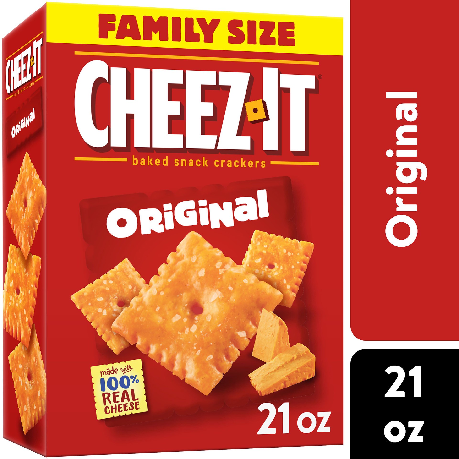 slide 1 of 5, Cheez-It Cheese Crackers, Baked Snack Crackers, Lunch Snacks, Family Size, Original, 21oz Box, 1 Box, 21 oz