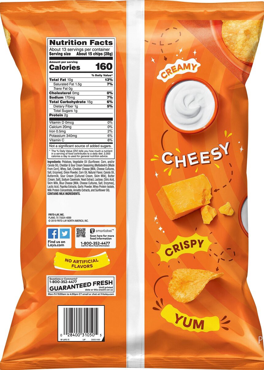 slide 3 of 3, Lay's Potato Chips, Cheddar & Sour Cream, 12.5 oz