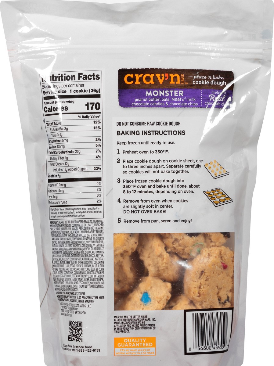 slide 10 of 13, Crav'n Flavor Place 'N Bake Monster Cookie Dough 30 oz Bag, 30 oz