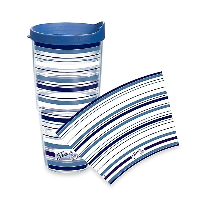 slide 1 of 1, Tervis Stripe Lapis Fiesta Wrap Tumbler with Lid, 24 oz