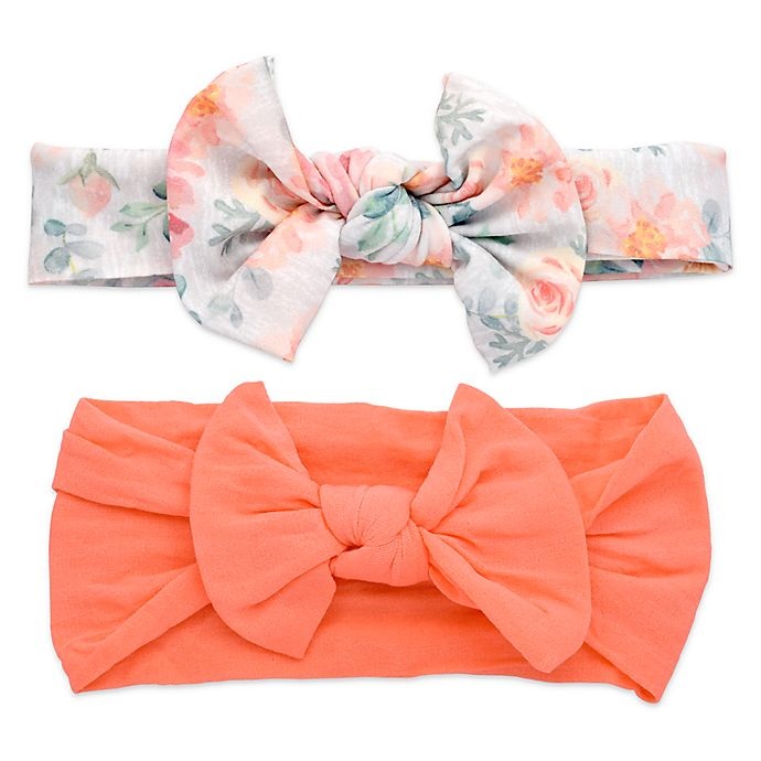 slide 1 of 1, Khristie Floral and Coral Bow Headbands, 2 ct