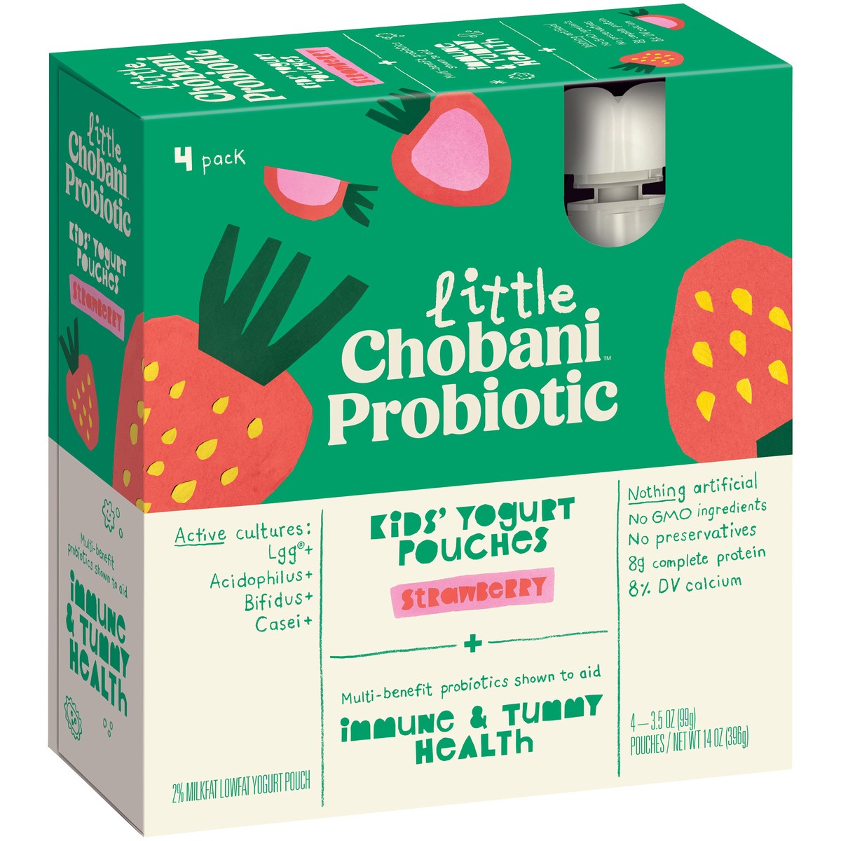 slide 2 of 9, Little Chobani Probiotic Pouches Strawberry 3.5oz 4-pack, 4 ct; 3.5 oz