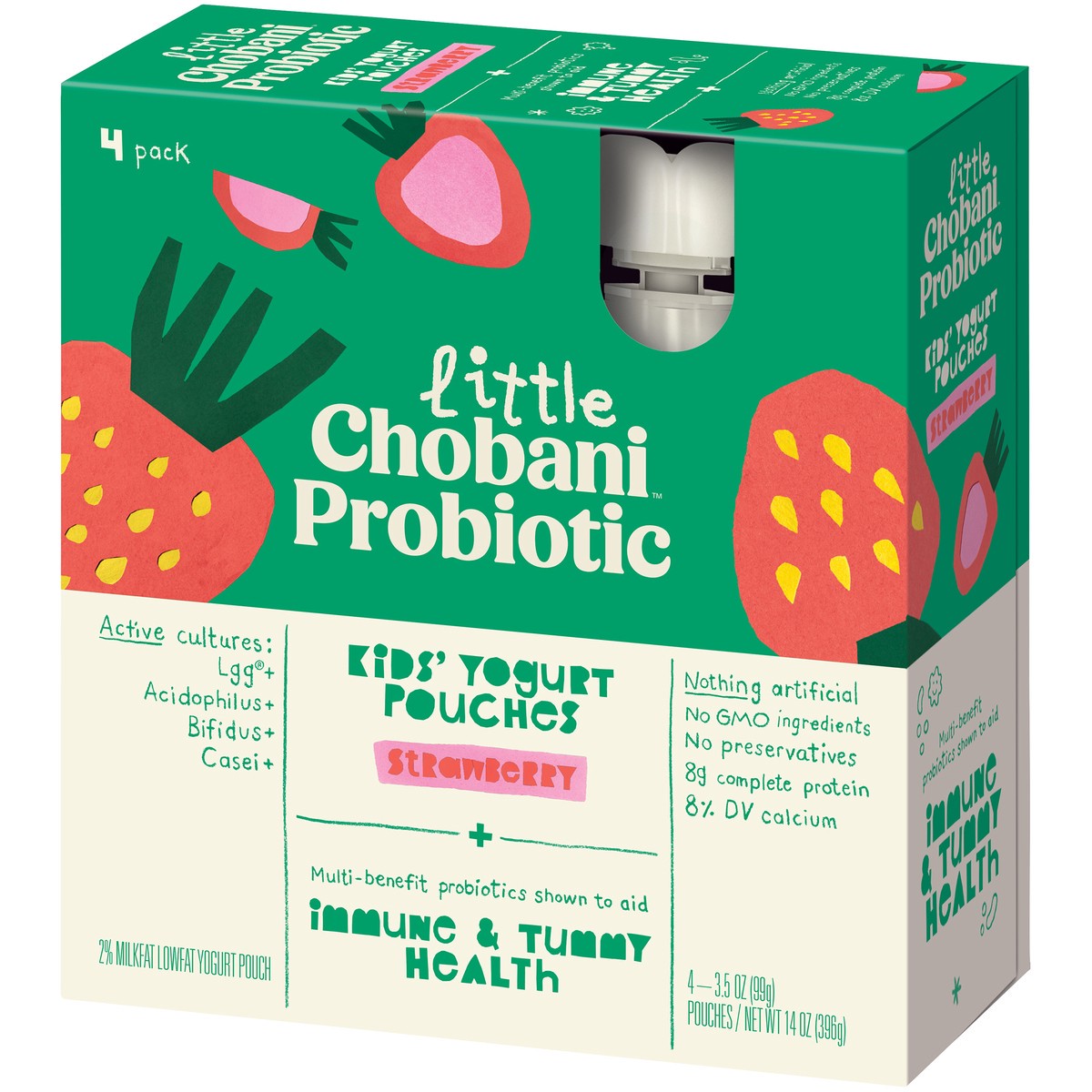 slide 3 of 9, Little Chobani Probiotic Pouches Strawberry 3.5oz 4-pack, 4 ct; 3.5 oz
