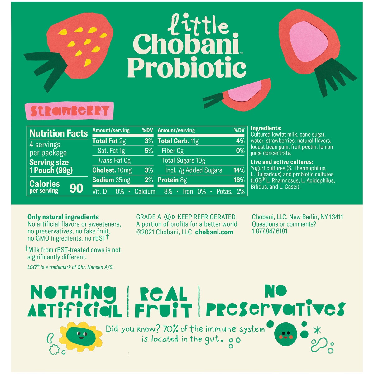 slide 5 of 9, Little Chobani Probiotic Pouches Strawberry 3.5oz 4-pack, 4 ct; 3.5 oz