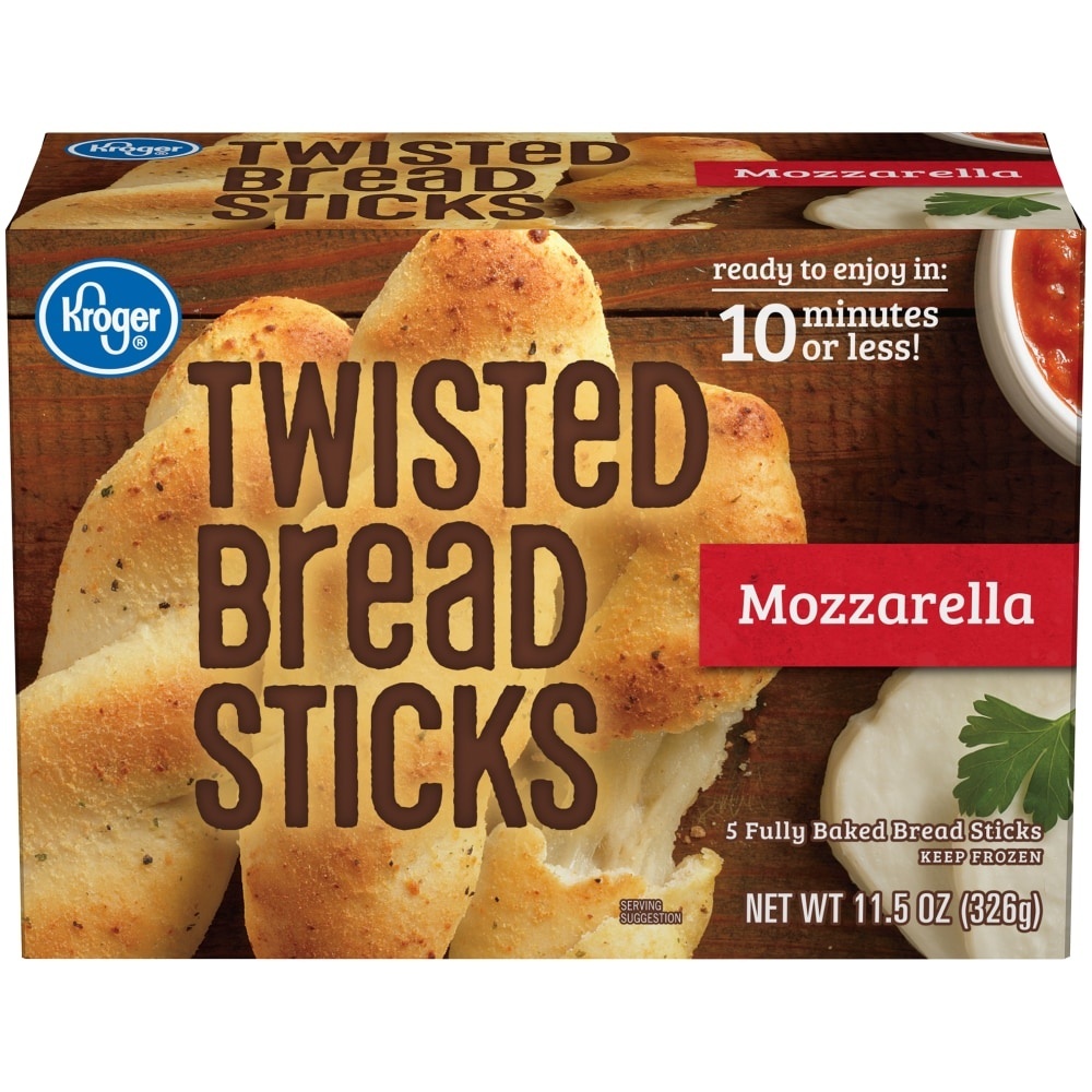 slide 1 of 1, Kroger Mozzarella Twisted Bread Sticks, 11.5 oz