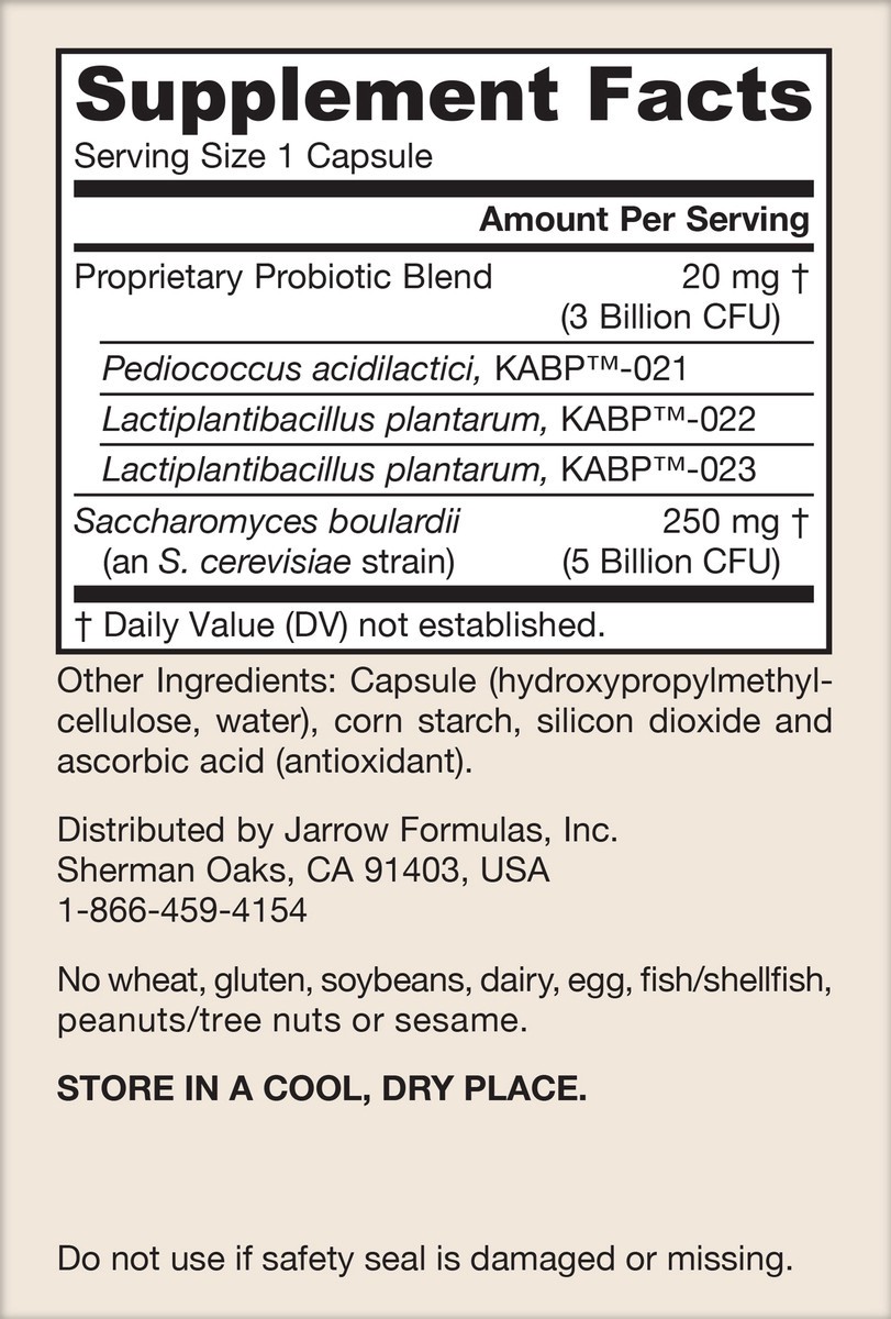 slide 5 of 6, Jarrow Formulas Jarro-Dophilus Gut Calm Probiotic - 8 Billion CFU - 30 Delayed Release Veggie Caps, Supports Relief from Occasional Gas, Bloating & Discomfort, 1 ct