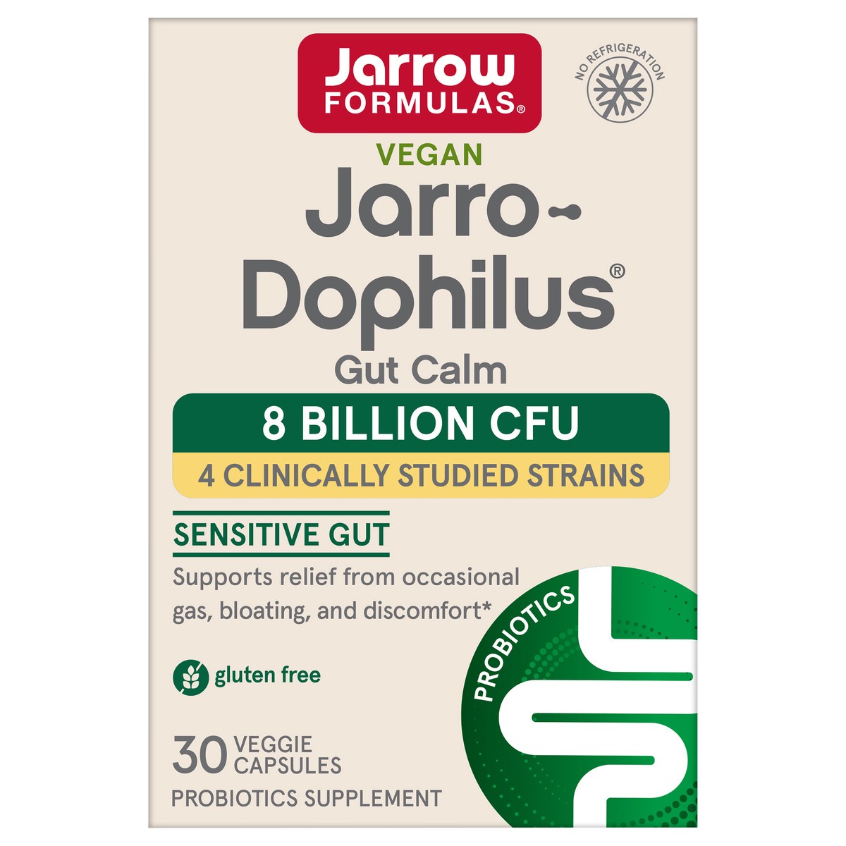 slide 1 of 6, Jarrow Formulas Jarro-Dophilus Gut Calm Probiotic - 8 Billion CFU - 30 Delayed Release Veggie Caps, Supports Relief from Occasional Gas, Bloating & Discomfort, 1 ct