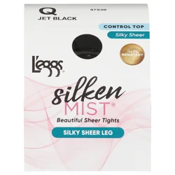 L'eggs Silken Mist Jet Black Silky Sheer Leg Beautiful Sheer Tights Q 1 ea