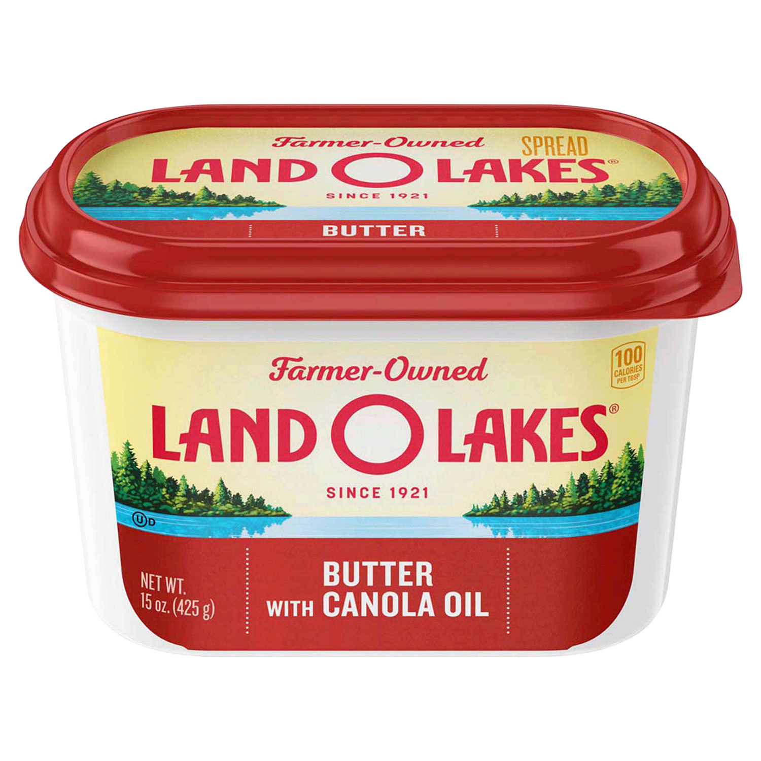 slide 1 of 4, Land O'Lakes Butter with Canola Oil, Spreadable, 15 oz Tub, 15 oz