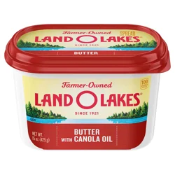 Land O'Lakes Butter with Canola Oil, Spreadable, 15 oz Tub
