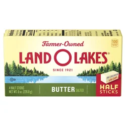 Land O'Lakes Salted Butter in Half Sticks, 4 Half Sticks, 8 oz Pack