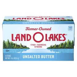 Land O'Lakes Unsalted Butter, 4 Sticks, 1 lb Pack