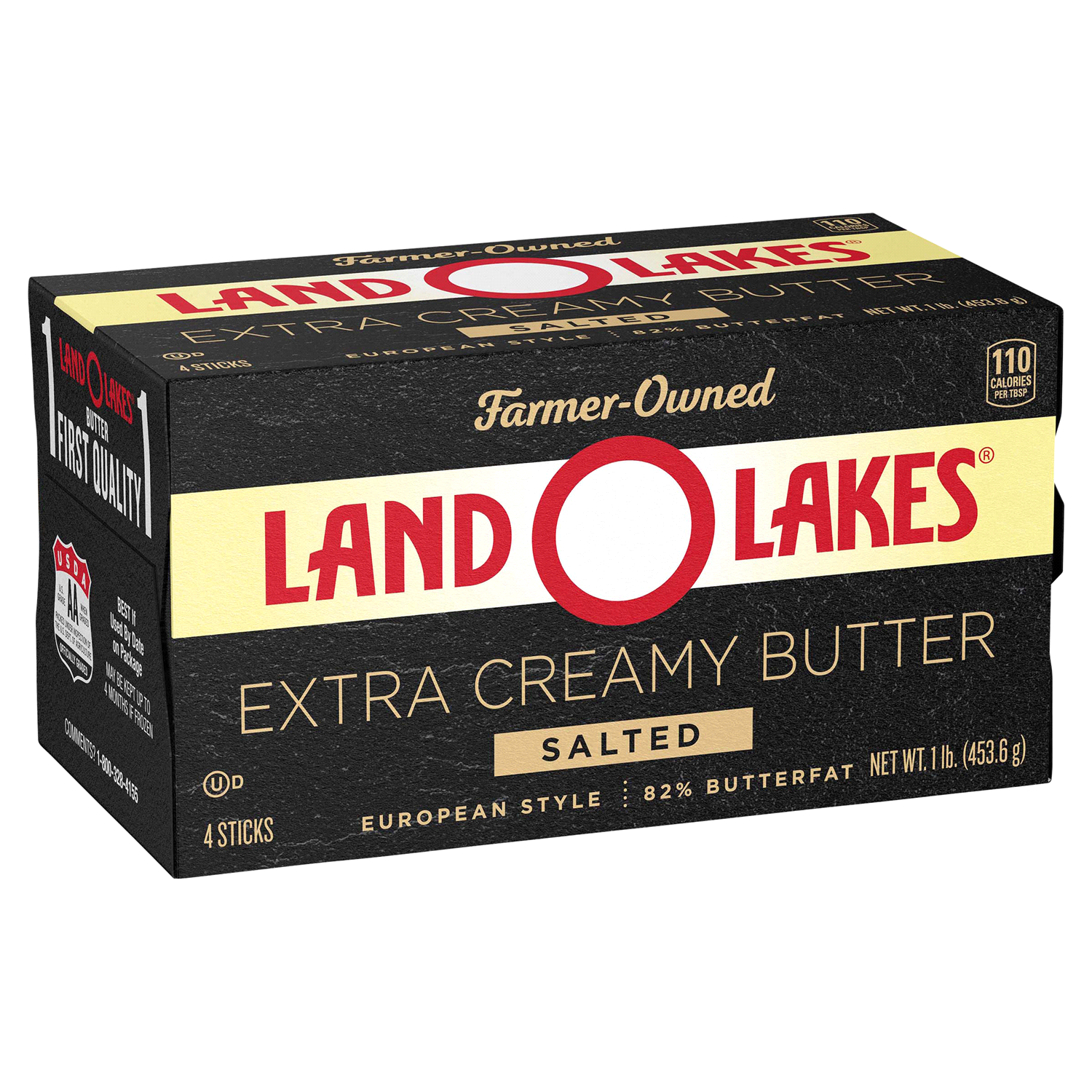 slide 1 of 2, Land O'Lakes Salted Extra Creamy Butter, European Style, 4 sticks, 1 lb pack, 1 lb