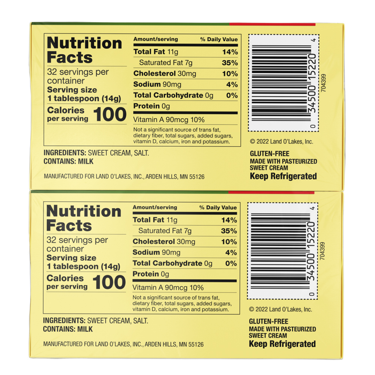 slide 2 of 2, Land O'Lakes Salted Butter, Made with Sweet Cream and Salt, 2 lb