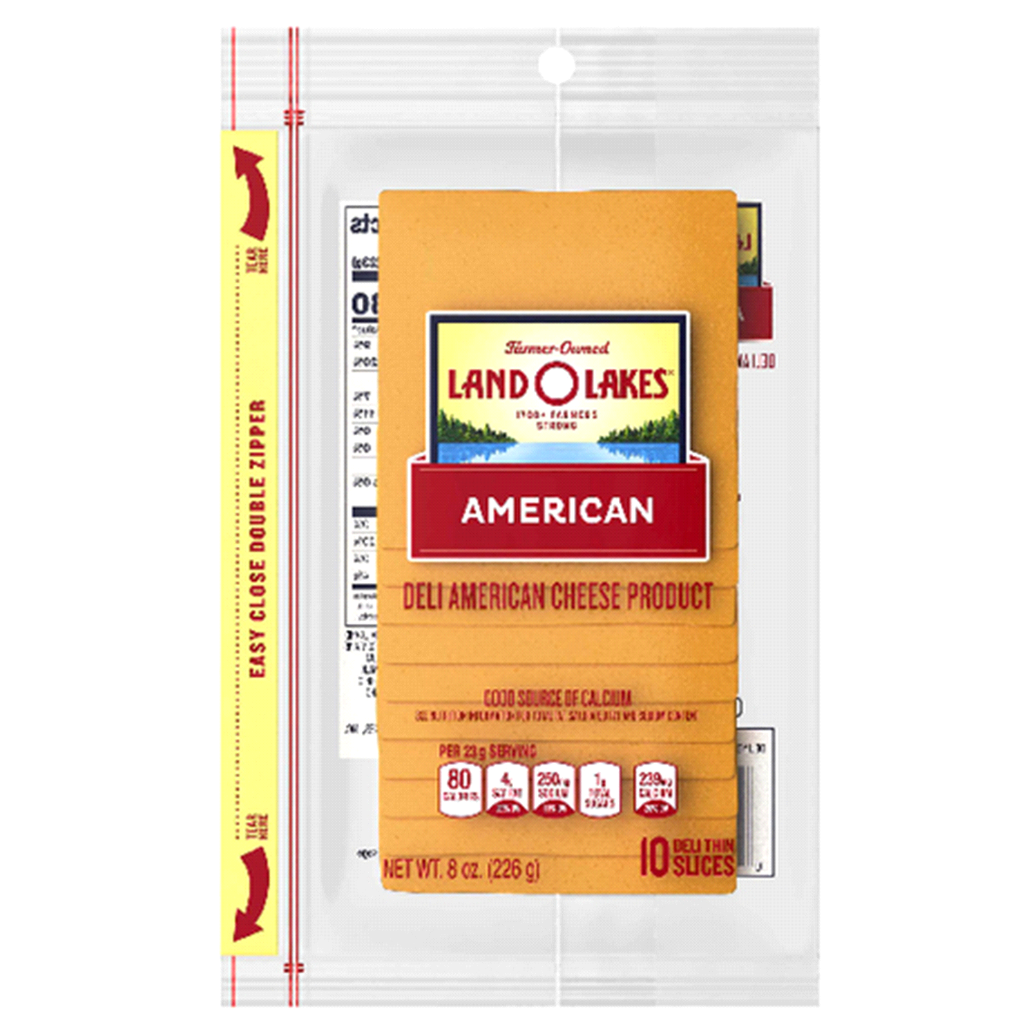 slide 1 of 1, Land O'Lakes Yellow Deli American Cheese, Packaged Sliced Cheese, 8oz, 10 Slices, 10 ct