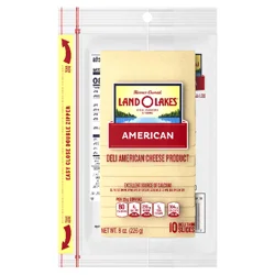 Land O'Lakes White Deli American Cheese, Packaged Sliced Cheese, 8oz, 10 Slices