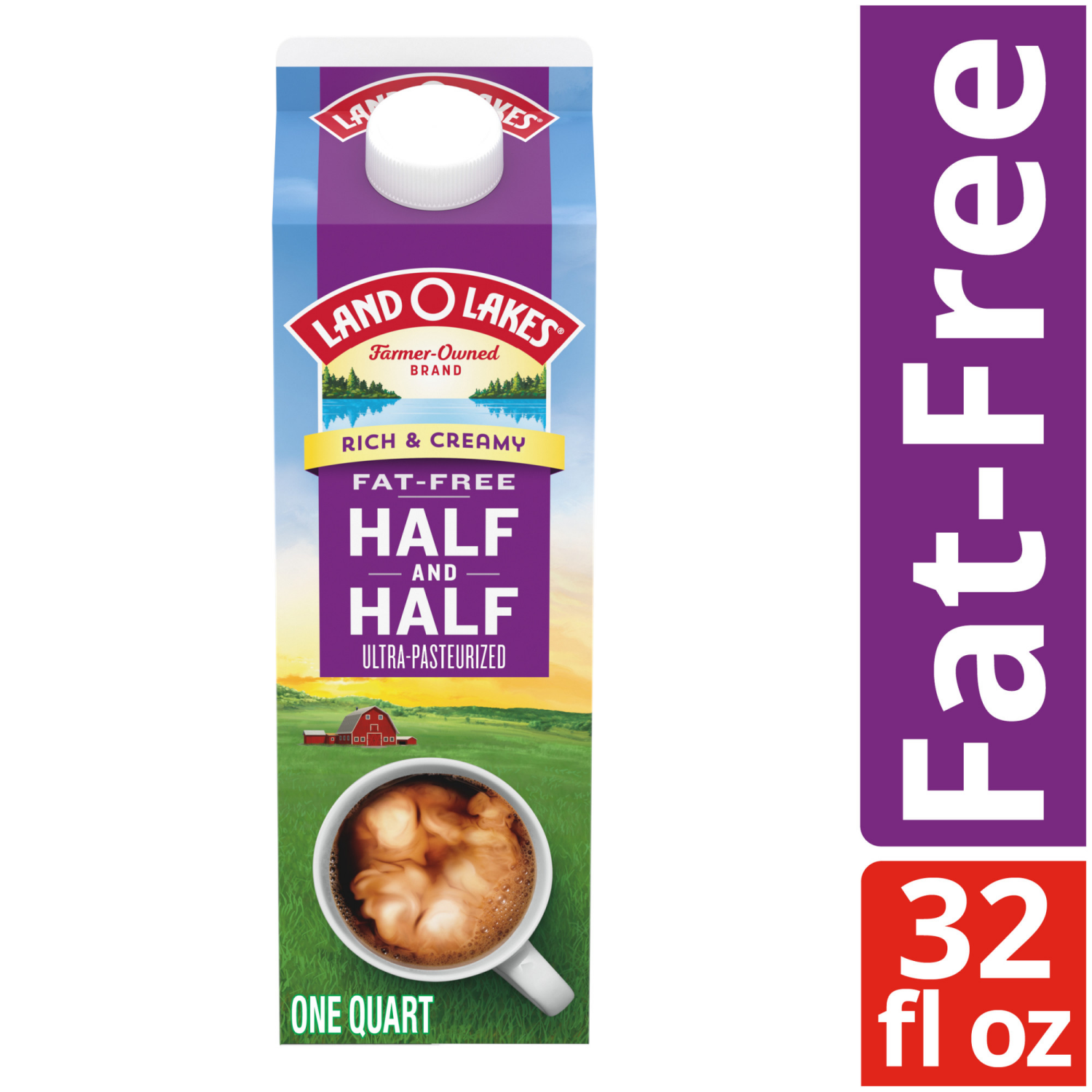 slide 6 of 8, Land O'Lakes Fat-Free Half And Half, 1 Quart, 1 qt