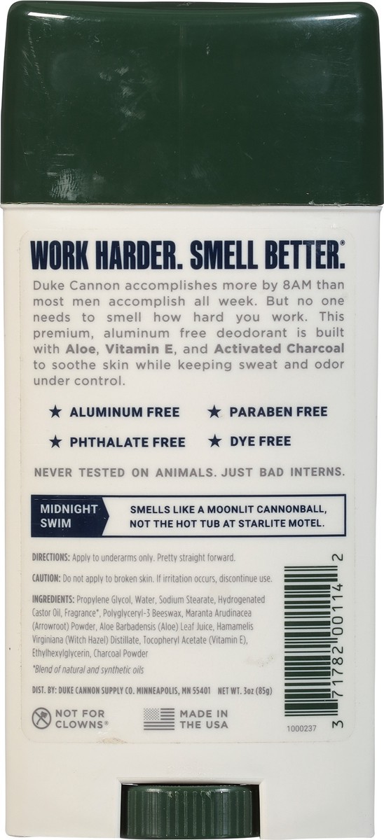 slide 10 of 10, Duke Cannon Midnight Swim Aluminum Free Deodorant, 3 oz