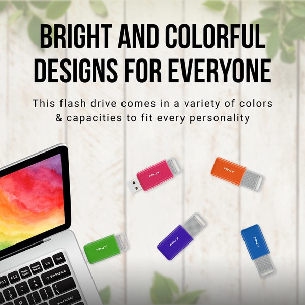 slide 5 of 7, PNY Usb 2.0 Flash Drives, 32Gb, Assorted Colors, Pack Of 3 Drives, 3 ct
