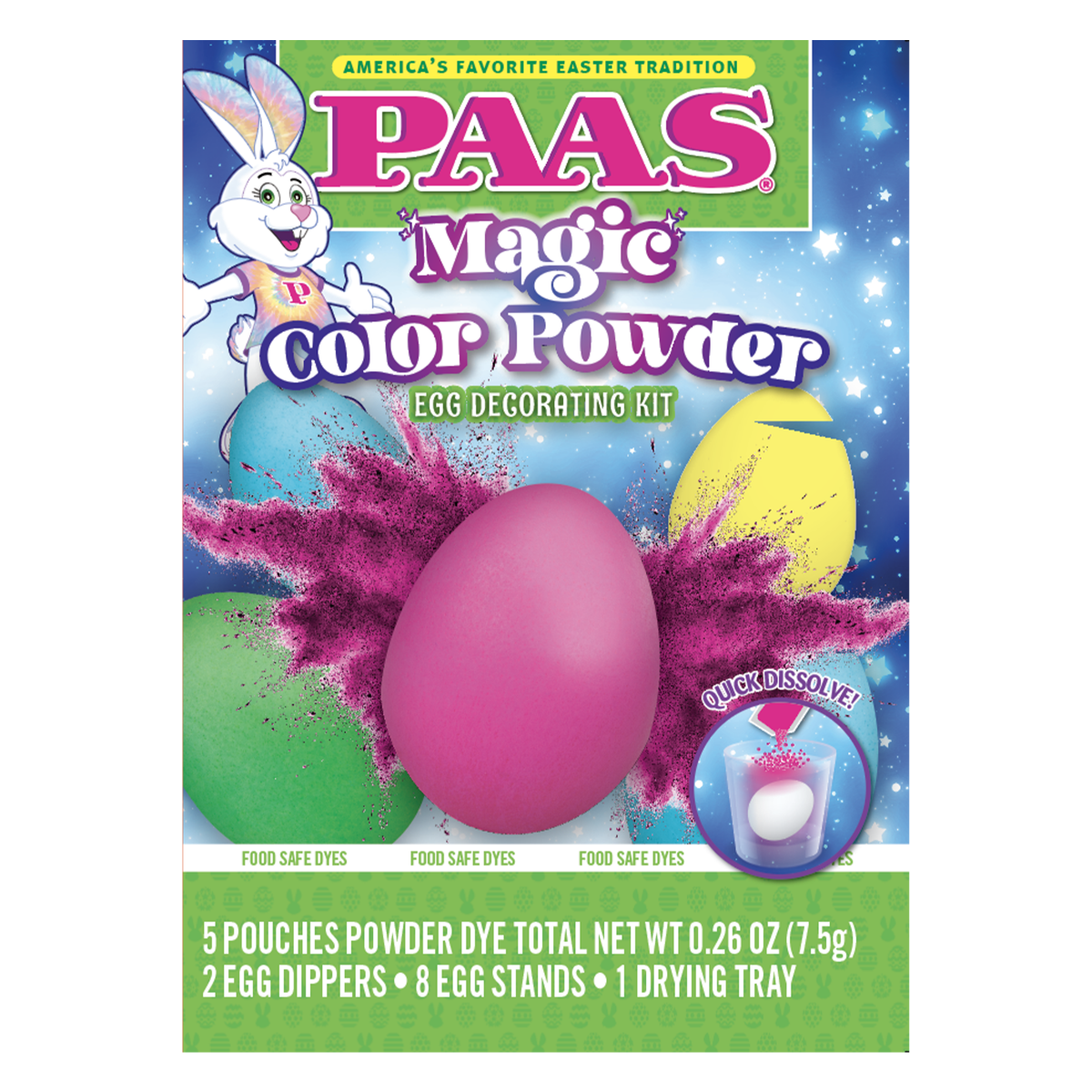 slide 1 of 9, PAAS Magic Color Powder Egg Dying Kit, 1 ct