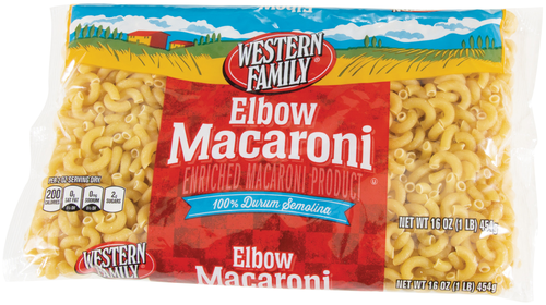 slide 1 of 1, Western Family Elbow Macaroni Noodles, 16 oz