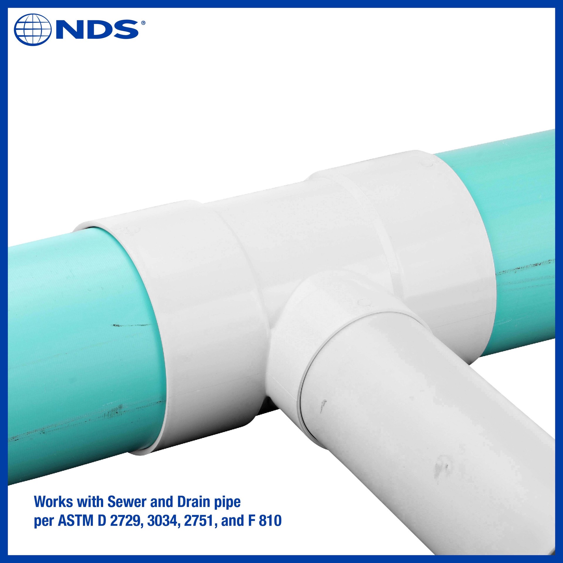 slide 3 of 6, NDS PVC Sewer and Drain Tee, 6 in. Hub X Hub X 4 in. Hub, 1 ct
