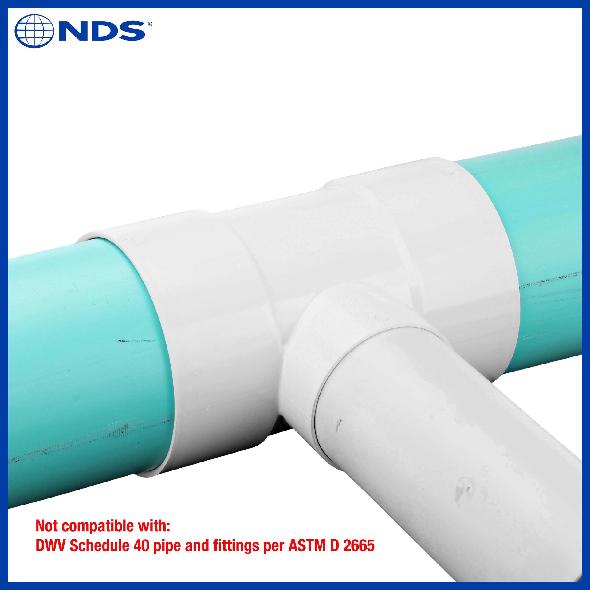 slide 4 of 6, NDS PVC Sewer and Drain Tee, 6 in. Hub X Hub X 4 in. Hub, 1 ct