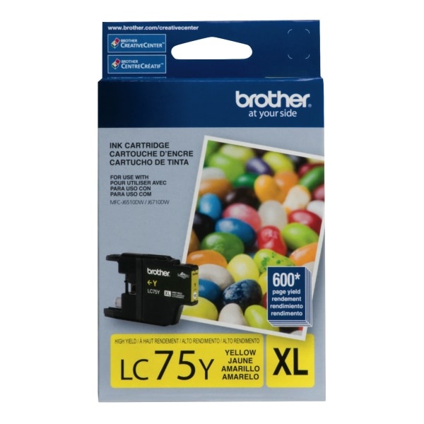 slide 1 of 1, Brother Lc75Y High-Yield Yellow Ink Cartridge, 1 ct