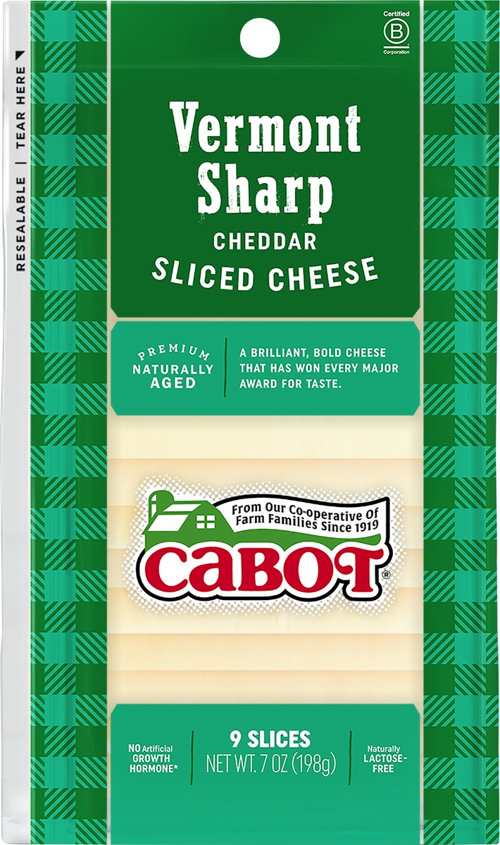 slide 2 of 2, Cabot Vermont Sharp Sliced Cheddar Cheese, 7 oz, 7 oz