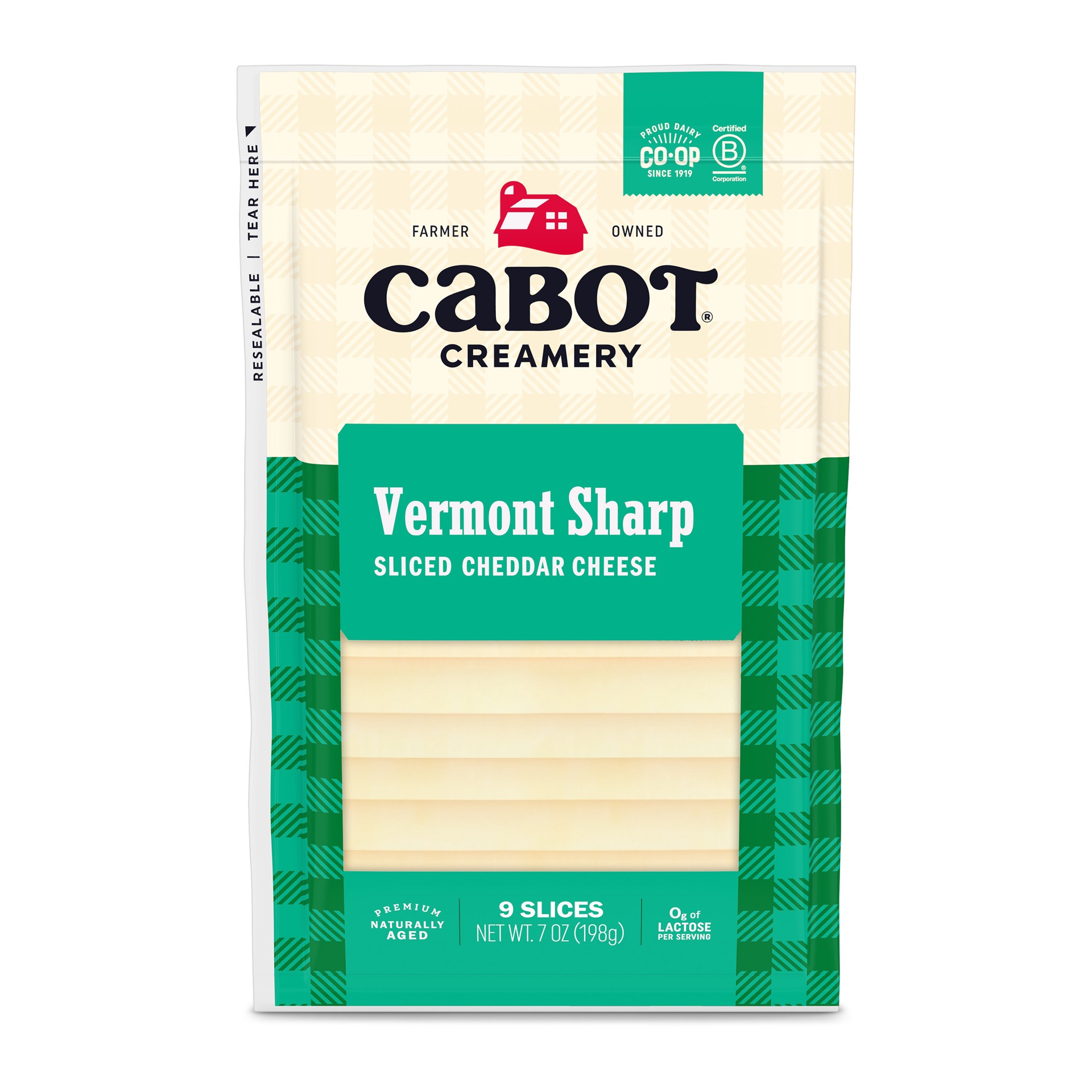 slide 1 of 2, Cabot Creamery Slices VT Sharp Sharp White Cheese 7 oz (Refridgerated Vacuum Pack), 7 oz