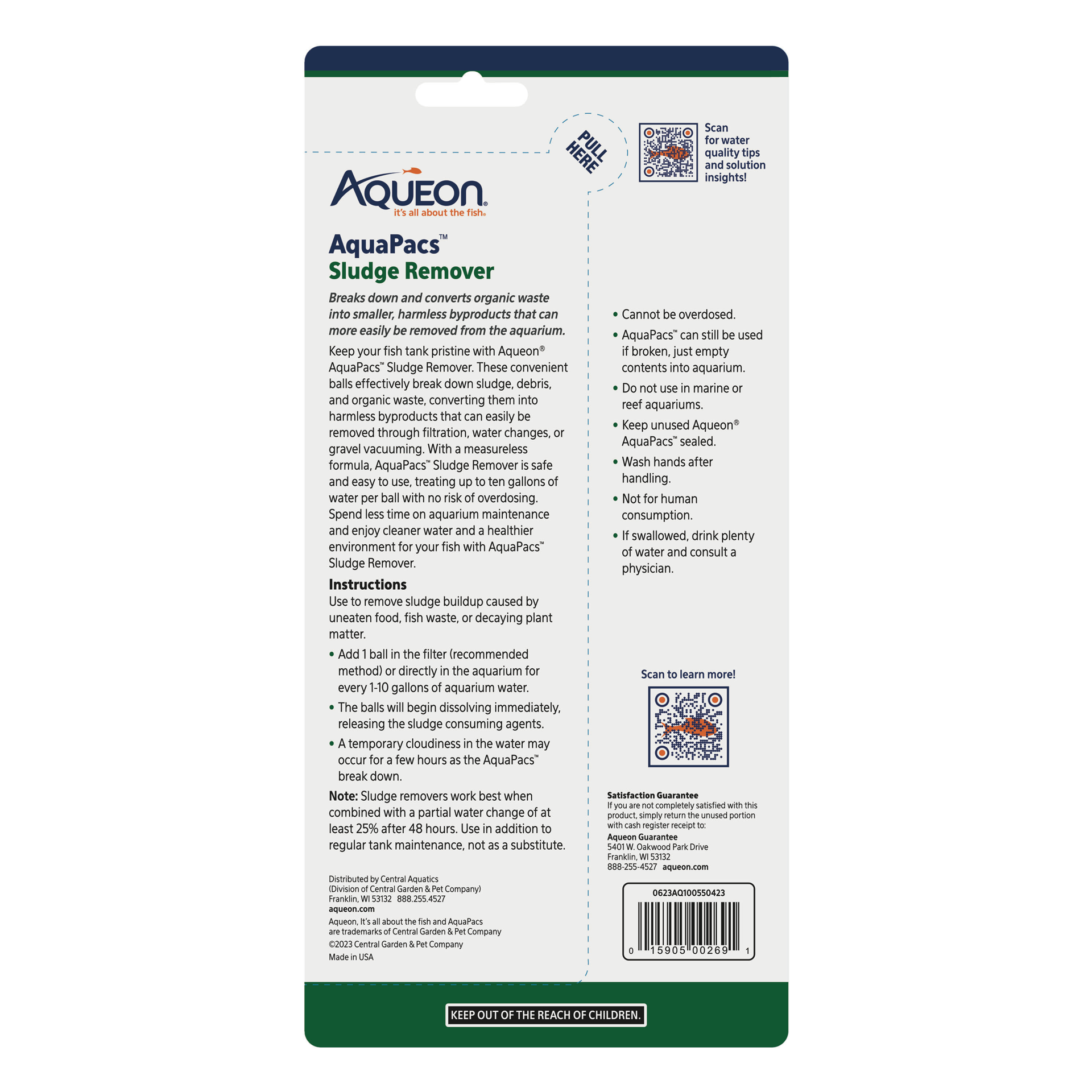 slide 10 of 10, Aqueon AquaPacs Sludge Remover 12 Pack, 10 Gallon, 1 ct