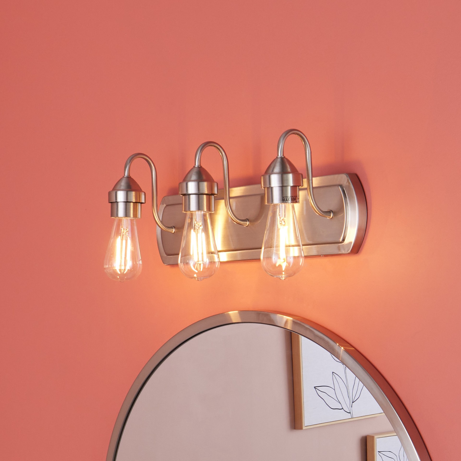 slide 1 of 1, Style Selections 18-in 3-Light Brushed Nickel Transitional Vanity Light, 1 ct