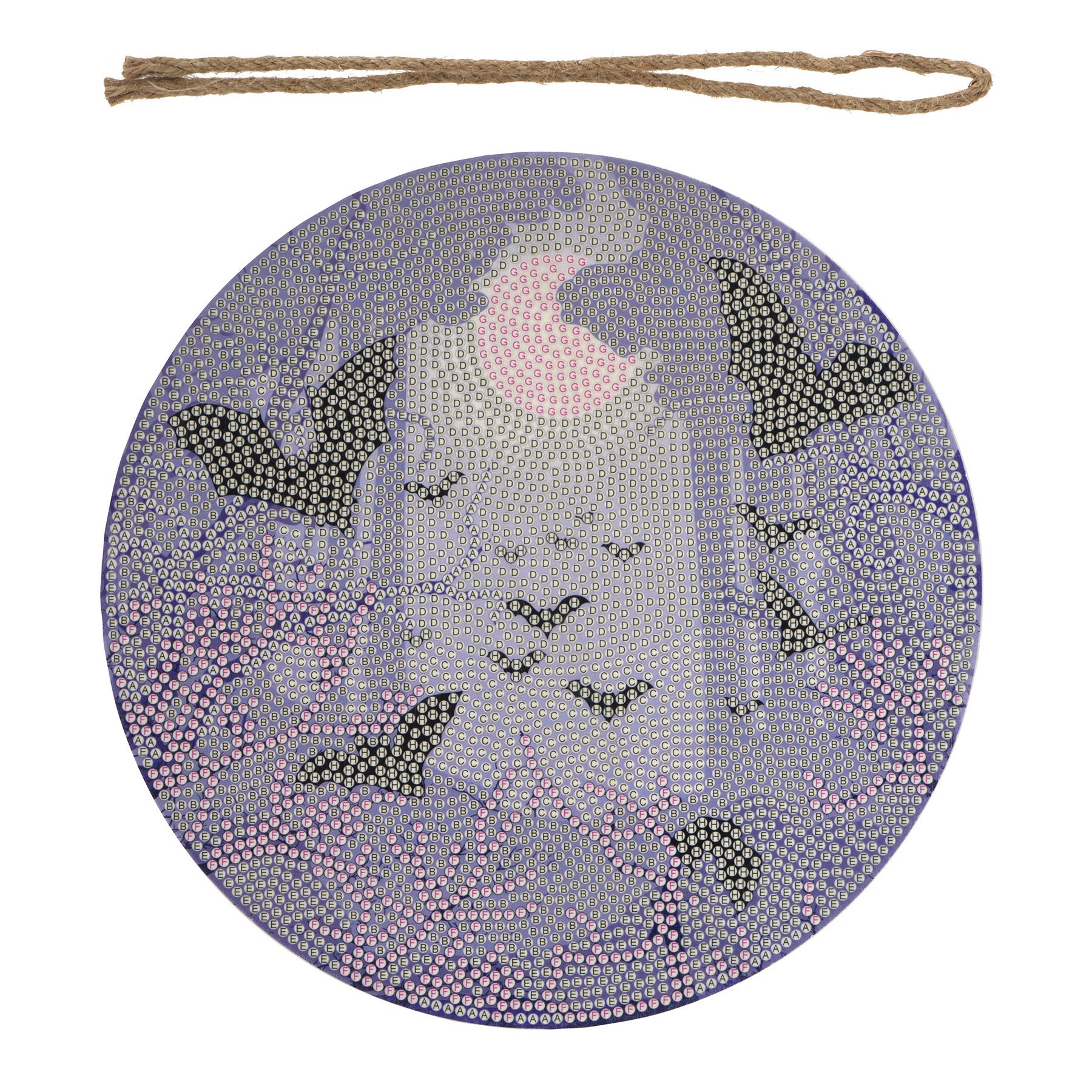 slide 4 of 4, 8" Glow-In-The-Dark Bats Round Wood Plaque Diamond Art Kit By Make Market, 8 in